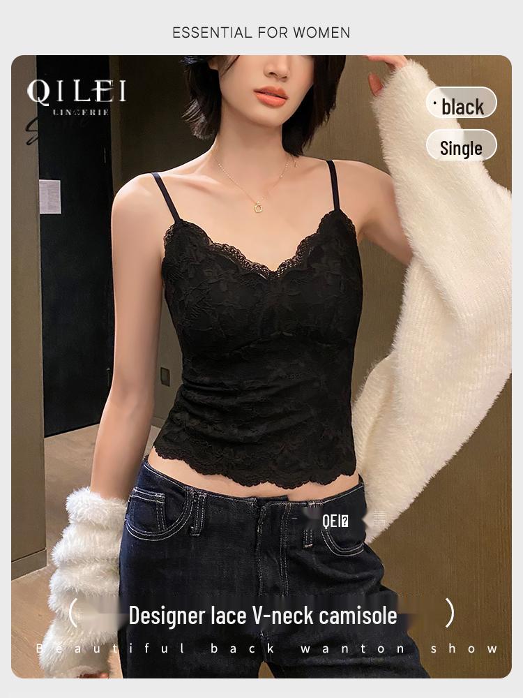 Женский кружевной топ-майка на флисовой подкладке - Теплый утепленный слой для осени/зимы