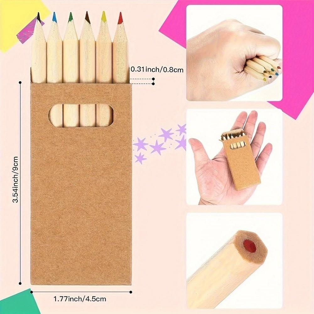 5 Boxes/30pcs Kraft Paper Box Children's Short Pen Mini Drawing Pencil  Student Stationery