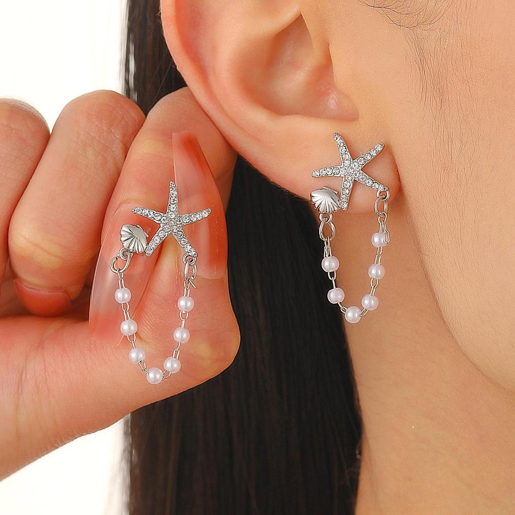 Серьги-цепочки «Морская звезда» класса люкс: Трендовый европейский и американский дизайн для женщин