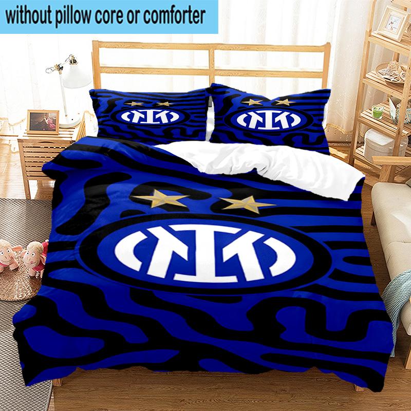 3pcs Mi-lan FC Emblem Printed Bedding Set Duvet Cover Closure Includes 1 Duvet Cover & 2 Pillowcases Bedding Sets Home Decor Gifts