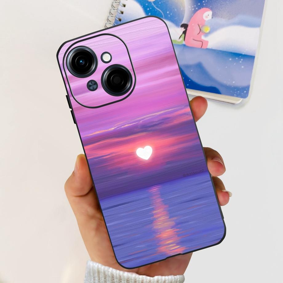 Soft Matte Silicone Bumper Cover For Tecno Spark GO 1 2025 Pop 9 Case TPU SparkGO1 GO2025 Pop9 Marble Love Heart Painting Coques