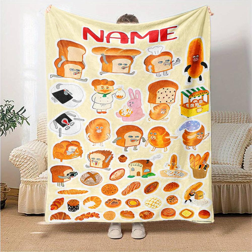 Customiz Name Personality Bread Thief Blanket Soft &Warm Sofa Office Bed Travel Lunch Break Blanket, Gift Suitable for All Seasons