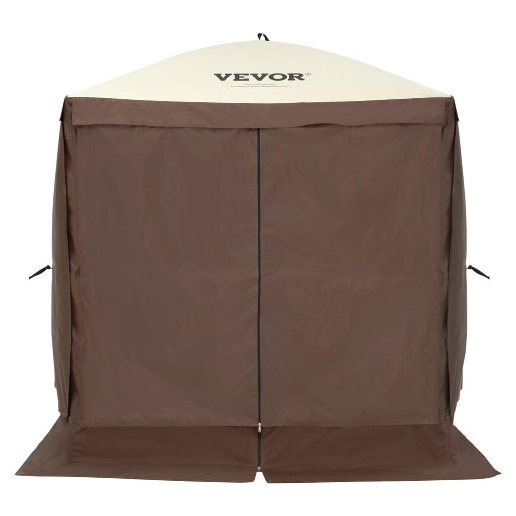 Pop Up Gazebo Tent Pop-Up Screen Tent 4 Sided Canopy Sun Shelter Brown