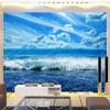 Обои Голубое небо Морская волна Природа Пейзаж 3D Настенная роспись Гостиная Спальня Фрески