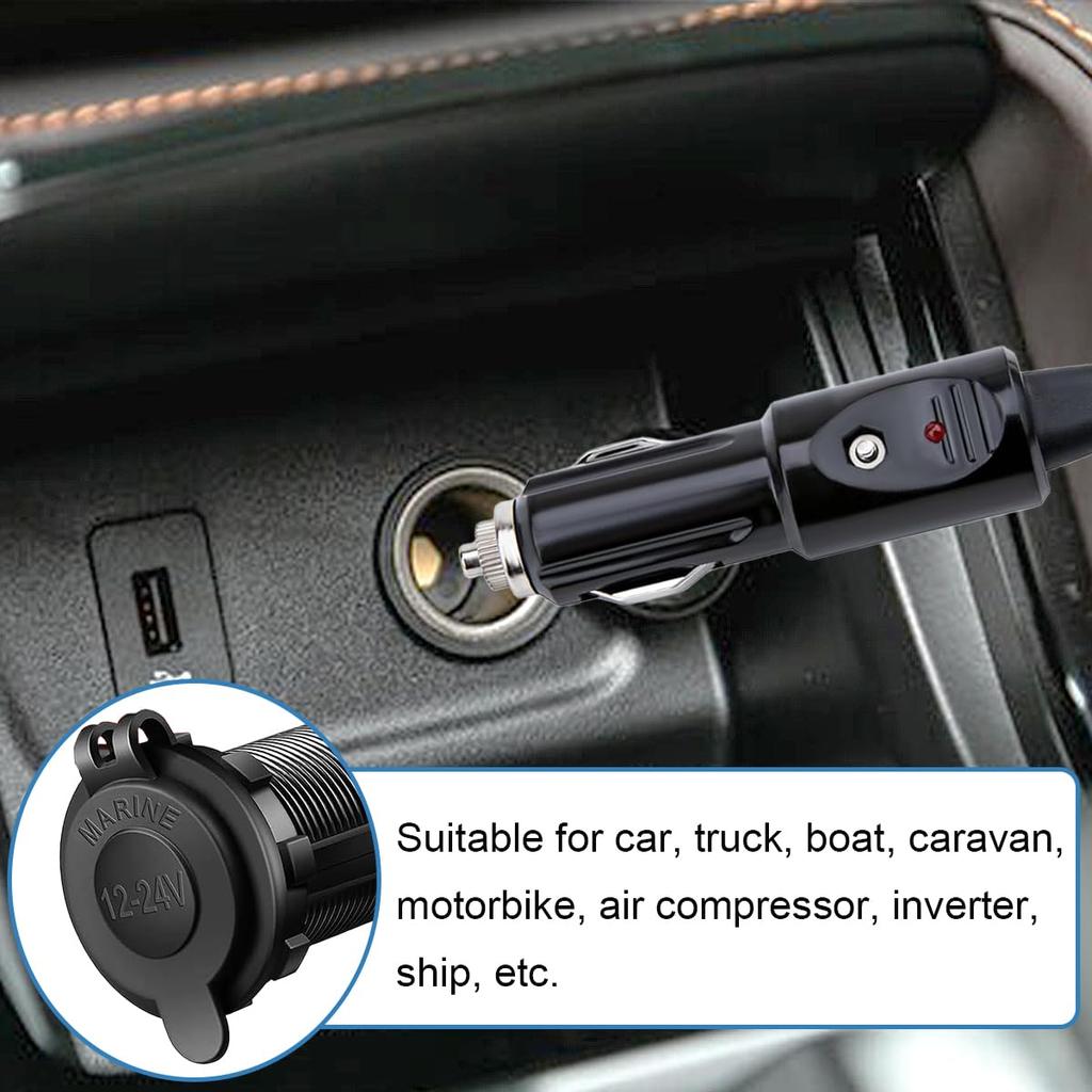 Xiatiaosann 2pcs Cigarette Lighter Socket - O-Ring Terminal Cable 14AWG /24V Fixed Screw Car