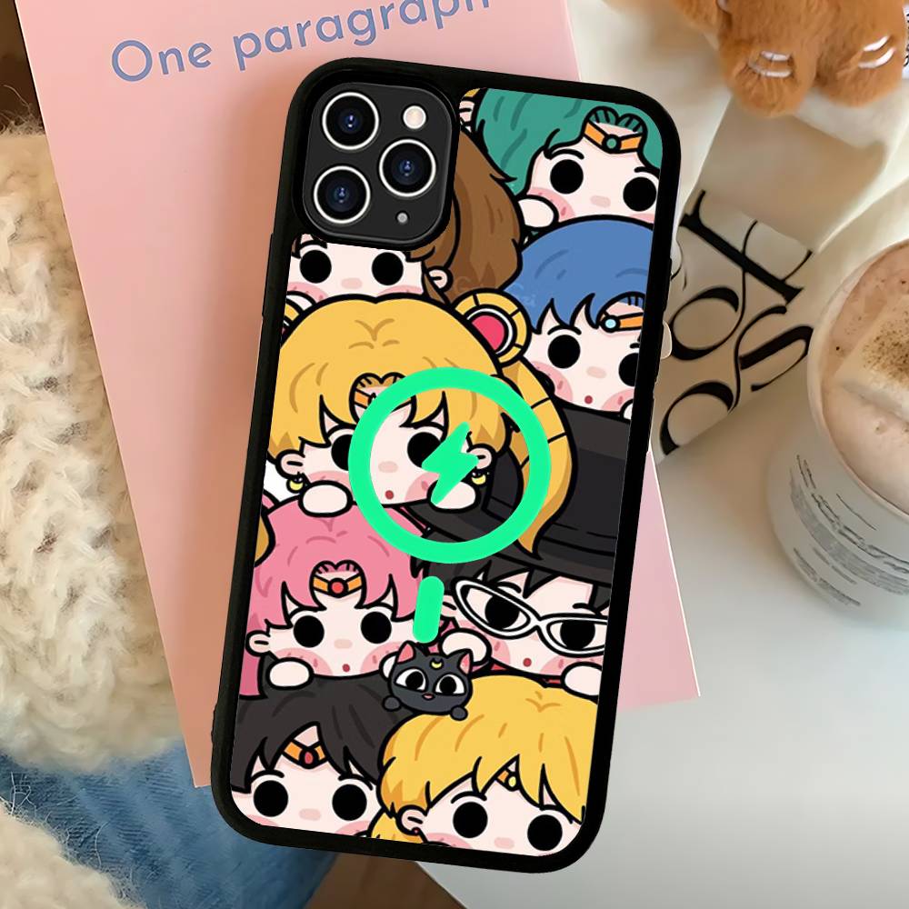 Чехол для телефона с магнитом в стиле аниме S-Sailors Moon Для IPhone 16 15 14 13 12 11 17 Pro Max Plus Крышка для беспроводной зарядки