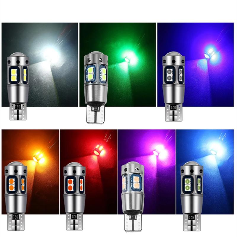 2Pcs T10 3030 10smd LED Bulbs,White/Blue/Red/Green/Yellow Car Interior Reading Lights,LED Outline Ambient Lights,Car Accessories