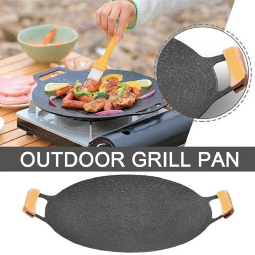 30/32/34/36/38cm Korean BBQ Grill Pan Round Shape Non-Stick Frying Pan Teppanyaki Pan  Home Picnic