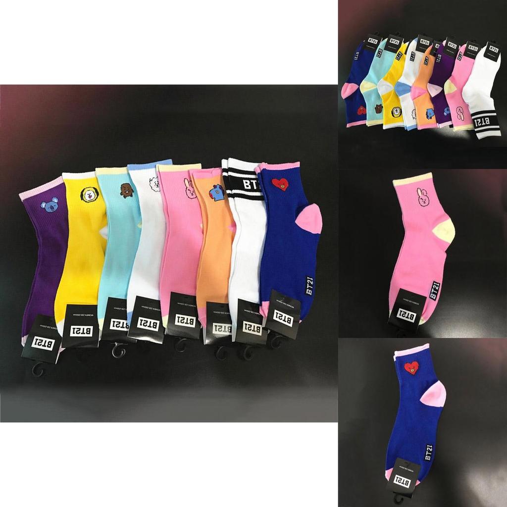 BTS Bangtan Kpop Мальчики Длинные Носки Мультяшная Кукла Chimmy Shooky Высокий Трикотаж