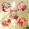 5D Plush Glass Electrostatic Film Year of Horse PVC Flat Festival Stickers  Household