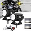 Motorcycle Headlight with Switch LED Spotlights Super Bright Dual Color Hi/Lo Beam Moto Auxiliary DRL Motorbike Lamps Fog Light
