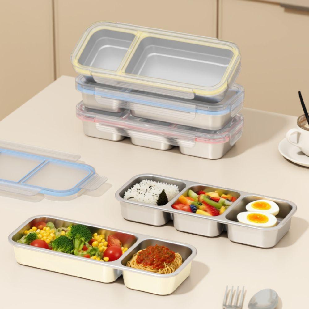 Sealed Lid Thermal Lunch Box Rectangular Shape Food Container Bento Lunch Box Divided Compartments