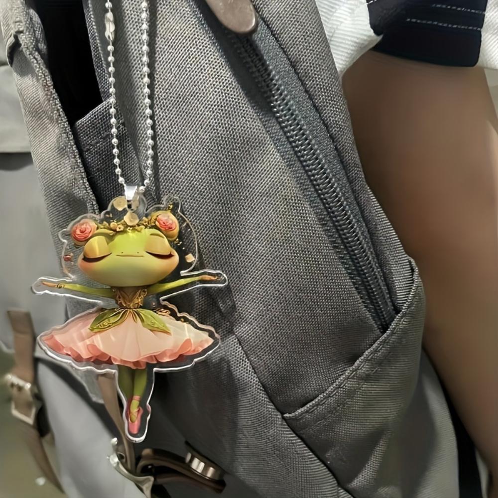 Милый брелок для ключей в виде танцующей лягушки из акрила, многофункциональный 2D-кулон для зеркал автомобиля, рюкзаков и праздничных украшений, для подарков на Рождество или день рождения