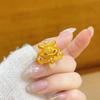 Golden Rhinestone Opening Ring Textured Animal Ring Creative Vintage Metal Ring  Daily