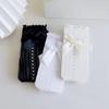 1Pair Beige Lace Bow JK Socks White Mesh Fairy Socks Lolita Japanese French Summer Thin Style with Small Leather Shoes Lace Sock