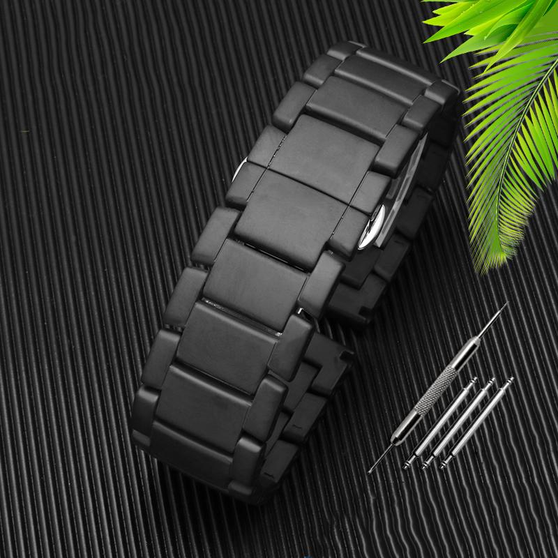 Для Armani AR1507/AR1509/AR1499/AR1895 Аксессуары с яркой поверхностью Черно-белый керамический ремешок для часов Матовый ремешок с функцией быстрого снятия 22 мм