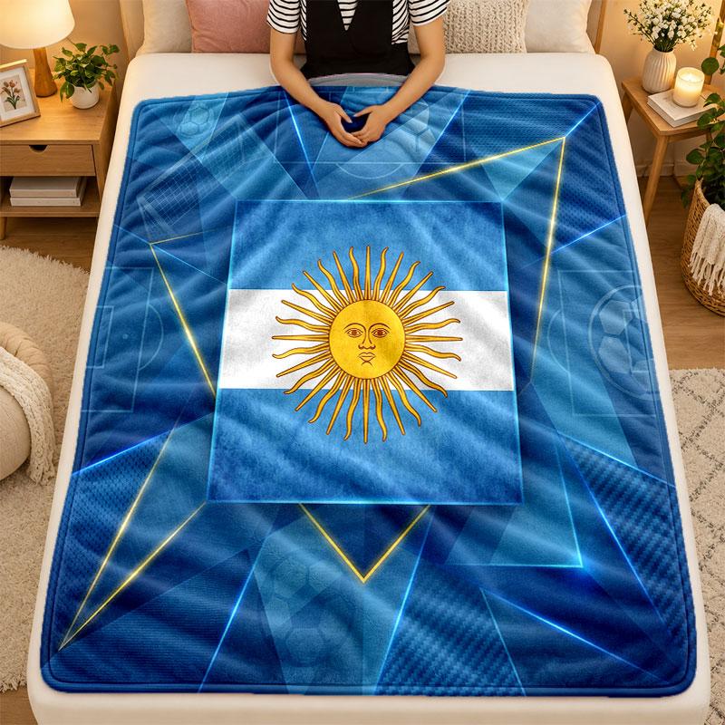 Flannel BlanketArgentina Football Warm Soft Throw Blanket for Indoor Sofa Bed Living Room Use