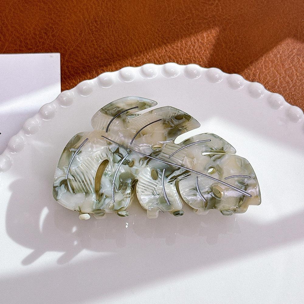 Креативные заколки для волос Green Leaf, женские летние заколки-коготь из ацетата, зеленые заколки-краб большого размера с уксусной кислотой, новые аксессуары для волос