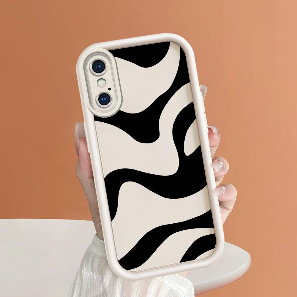 Black Zebra Stripe Phone Casing for Realme OPPO Reno VIVO Infinix Tecno Oneplus Full Cover Camera Shockproof Protection Rubber Case Cover