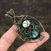 Malachite, Moonstone Handmade Copper Wire Wrap Gift Pendant 3.07" Z6W47