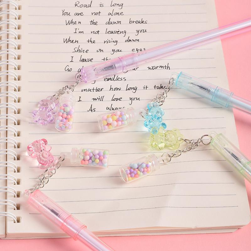 1 шт. стираемая гелевая ручка дрейфующая бутылка кулон медведь школьные канцелярские принадлежности креативные милые милые ручки