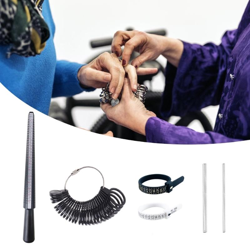 3/4/6/7Pcs Jewellery Tool Rings Size Mandrel Stick Finger Gauge Rings Sizer Measuring Jewelry Tool Set Rings Jewellery