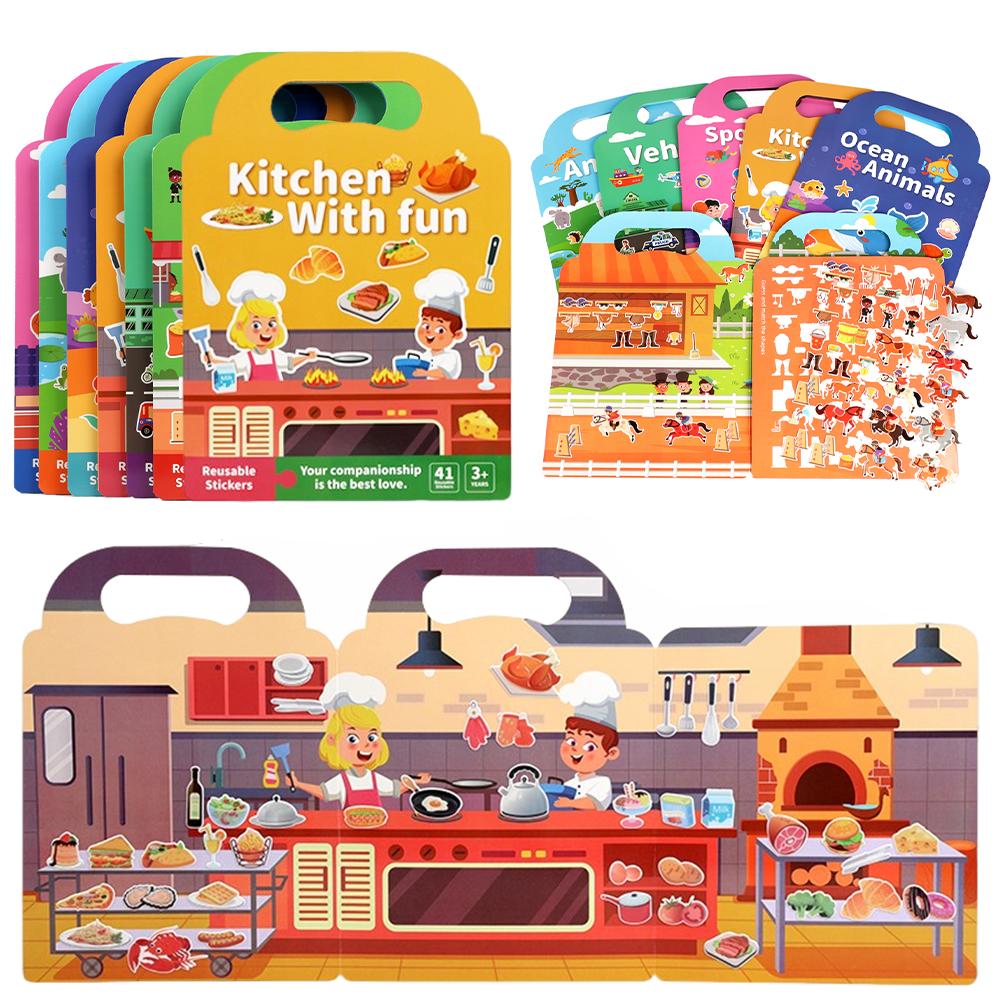 Детская книга с наклейками «Сделай сам», наклейки с пузырьками, наклейки-желе, игрушка, детская портативная многоразовая тихая книга для занятий