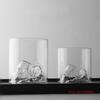 Hot Clear Large Japanese 3D Mountain Whiskey Glasses Vintage Iceberg Whisky Wine Tasting Cup Wood Gift Box Cognac Vodka Tumbler