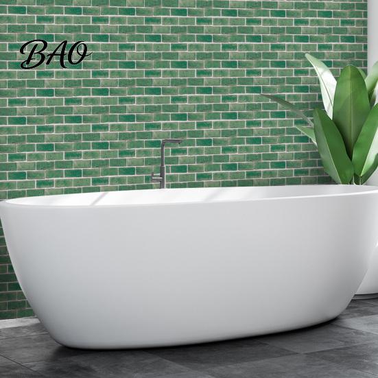 Retro Brick Pattern Wall Art 5Pcs Vintage Tile Stickers, Waterproof Oil?Proof Wallpaper, Peel Decorative Tiles for Home & Stick Backsplash