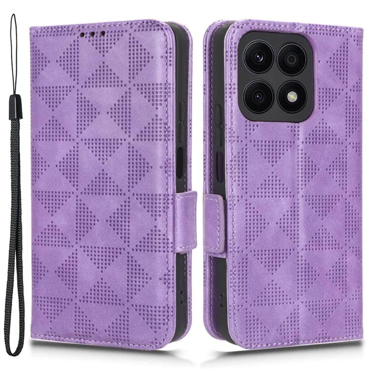 Чехол для телефона Honor X8a 4G из искусственной кожи с подставкой и тисненым треугольным узором