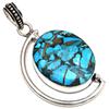 Pendant Blue Copper Turquoise Gemstone Gift For Her Silver Jewelry 2"