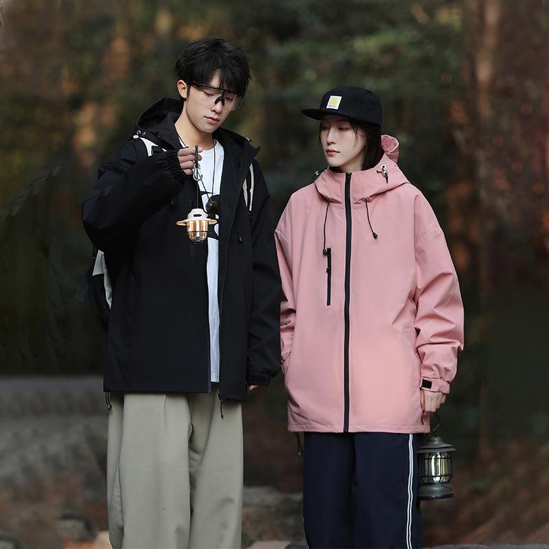 2024 Unisex Windproof Outdoor Shell Jacket with Removable Hood for Spring/Autumn