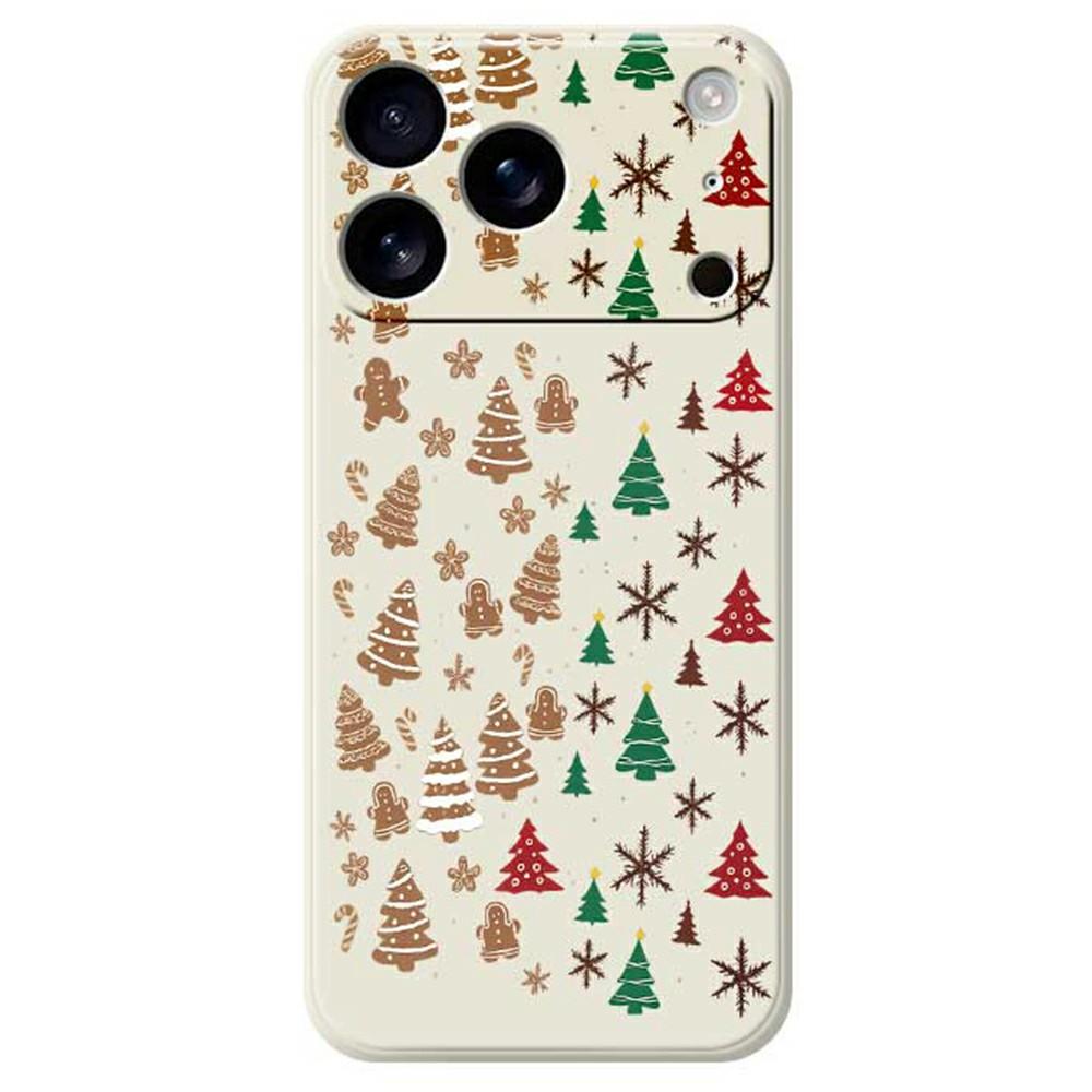 For iPhone 17 Pro Max Case Christmas Tree Gingerbread Pattern Printing Straight Edge TPU Phone Back Cover