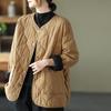 Women's Fall and Winter Lightweight Warm Baseball Jacket Loose Casual Windproof Diamond Plaid Jacket