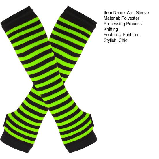 Длинные полосатые митенки для женщин, зимние длинные перчатки без пальцев, повседневные вязаные перчатки до локтя с отверстием для большого пальца