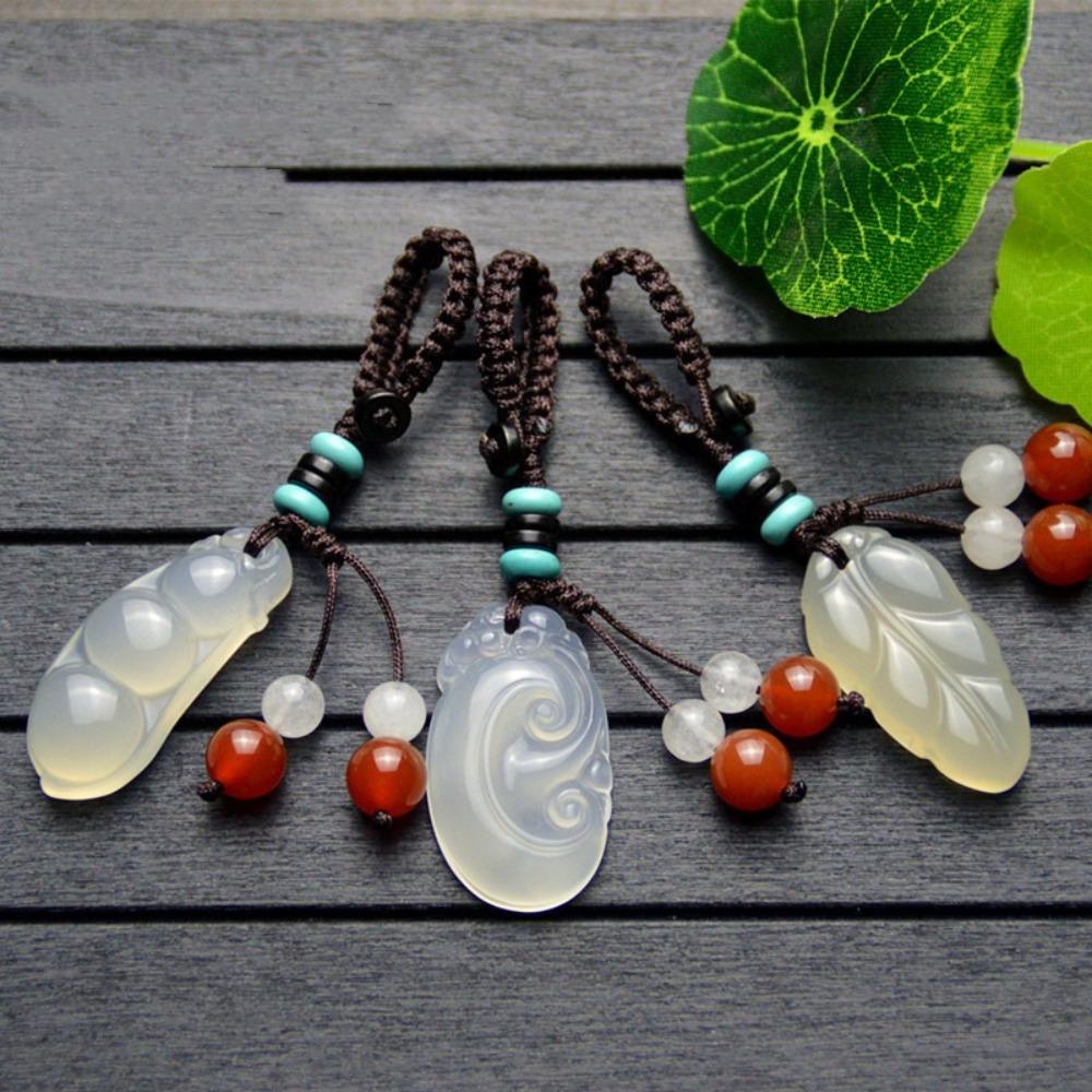 Bag Hanging Lucky Stone Pendant Beads Phone Chain Lanyard Retro Car Keyring Key Decoration