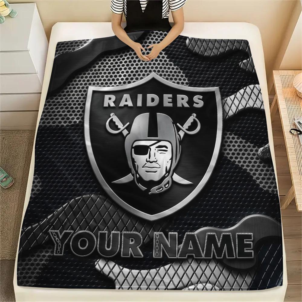 Custom Name Raiders Flannel Blanket, High quality Comfortable for All Seasons, Home Decor, Warmth and Comfort