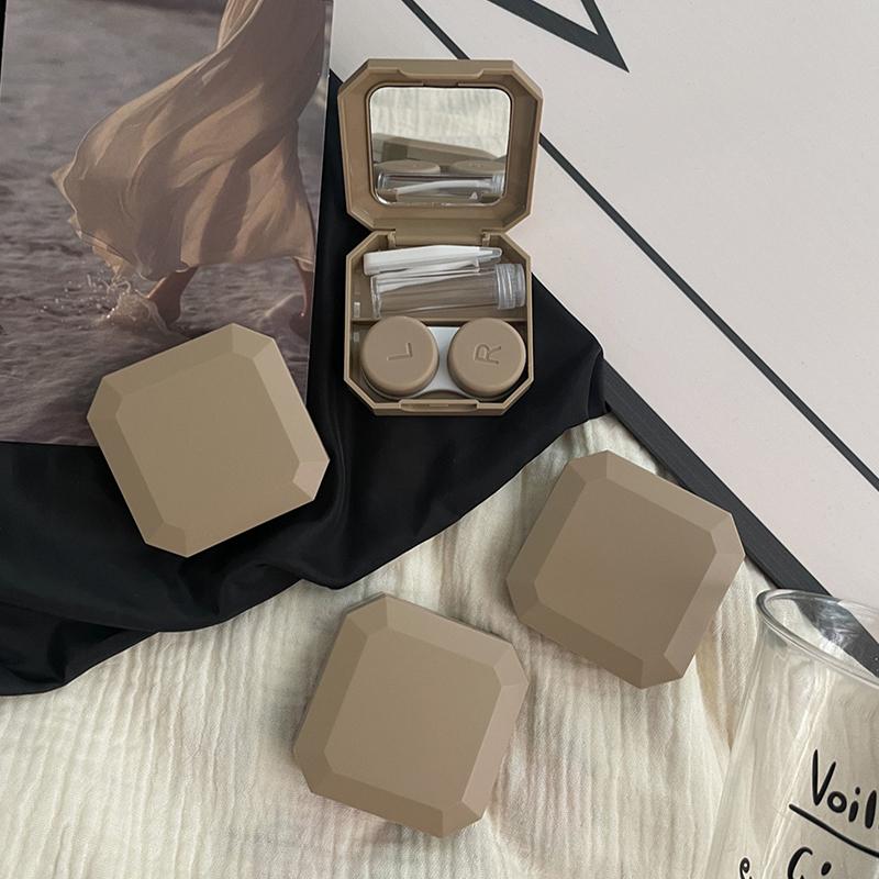 Портативный футляр для контактных линз, удобный для переноски, зеркальный контейнер для линз с пинцетом, набор для присосок, твердый дорожный набор