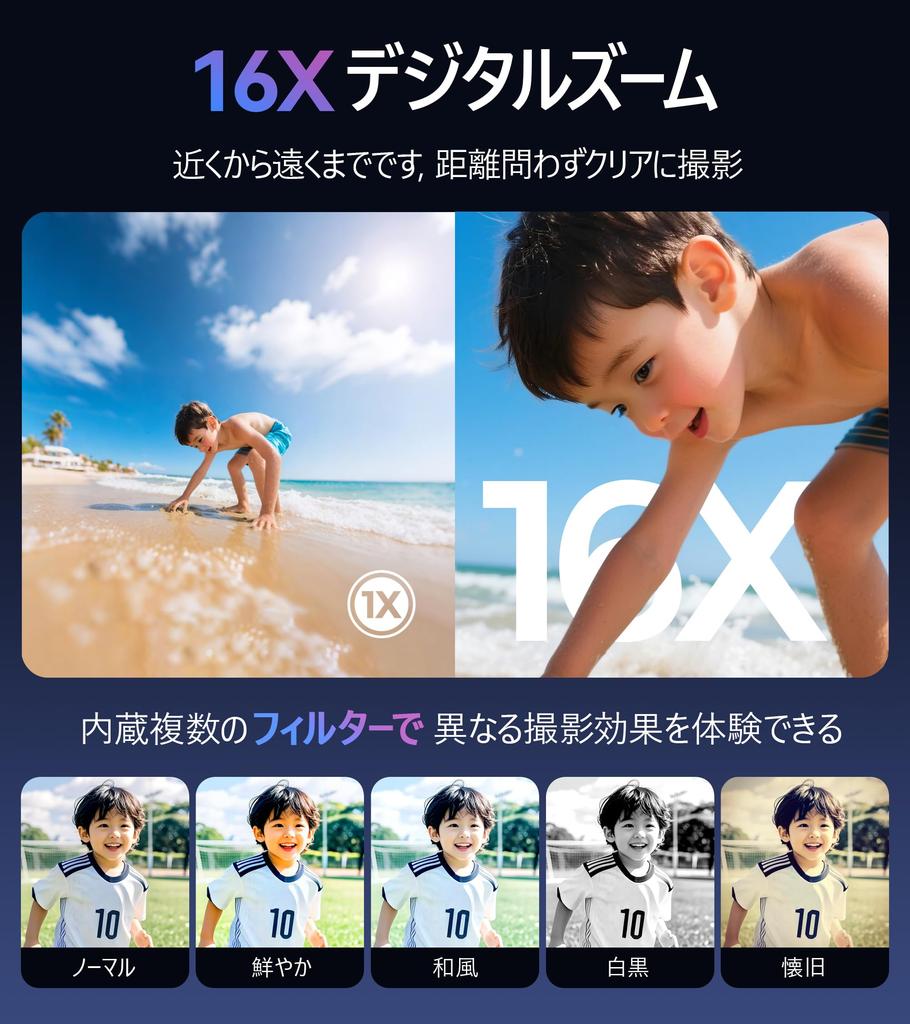 AEKOMi 4K Video 64MP Flip Digital AF Compact 16X Digital Image IPS 32GB Micro SD Card Compact and Ideal for School and with Japanese Instruction