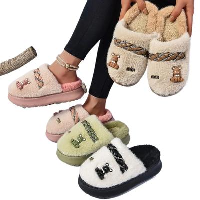 Новые меховые тапочки-сабо женские толстые шлепанцы толстые плюшевые нескользящие домашние тапочки женские туфли для спальни пушистые тапочки на платформе