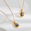 French Retro Engraved Black Agate Necklace Gentle Light Luxury Titanium Steel Necklace Does Not Fade Women'S