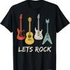Let's Rock n Roll Гитара Ретро Футболка - Мужская Летняя Хлопковая Футболка с Принтом
