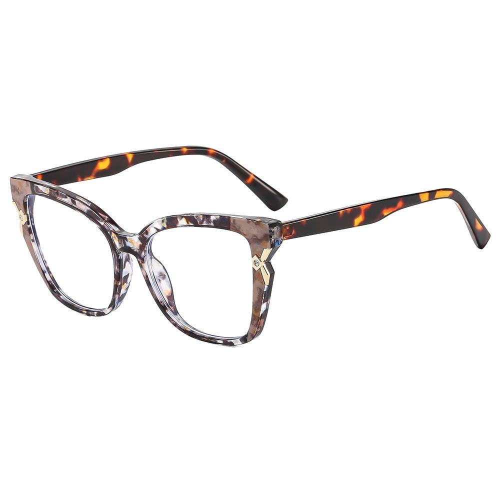 Personality ins retro fashion cat eye frame Internet celebrity large frame anti-blue glasses new color matching glasses frame flat mirror