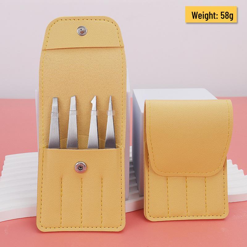 Набор лент для век из нержавеющей стали и пинцетов для бровей: 96 зажимов, плоские, скошенные и заостренные кончики