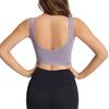 Women's Yoga Fitness Underwear High Elastic Chest Support Gathering Bra Solid U-back Anti-Expose Casual Workout Bralette
