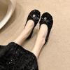 Shoes for Women 2024 Fashion Basic Women's Flats Outdoor Daily Flats Women Bling Bow Tie Round Toe Slip On Low Heel Shoes Female