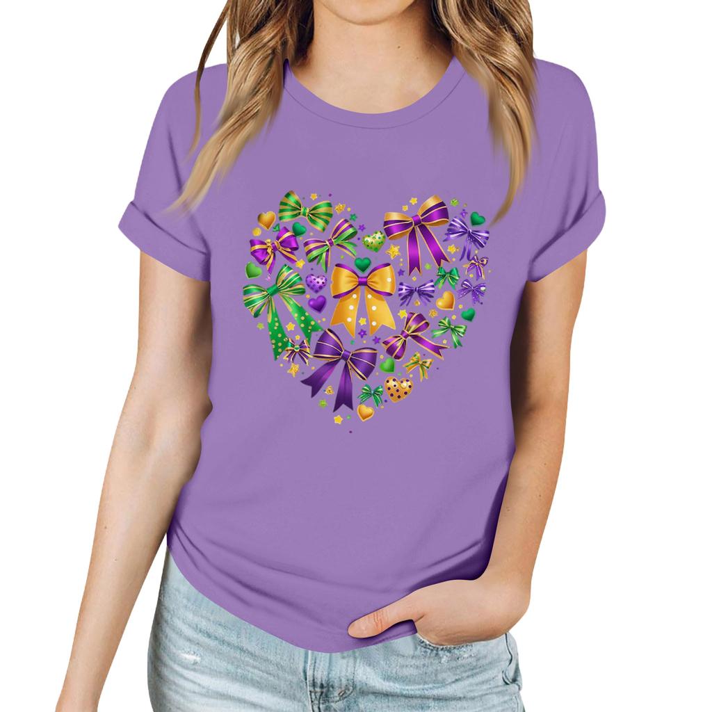 Женская повседневная футболка с карнавальным принтом, пуловер с круглым вырезом, топ с коротким рукавом