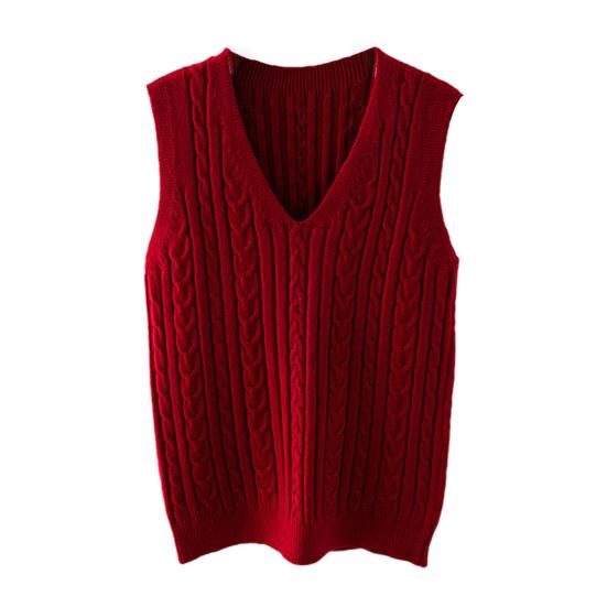 Женский вязаный жилет с V-образным вырезом без рукавов с перекрученной текстурой, свитер, однотонный повседневный свитер, жилет для повседневной носки