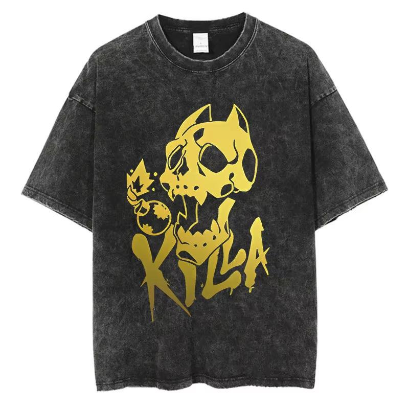 Винтажная футболка из стираного хлопка для мужчин и женщин, хип-хоп, уличная одежда, принт JoJo Bizarre Adventure, Харадзюку, футболка с коротким рукавом, топы