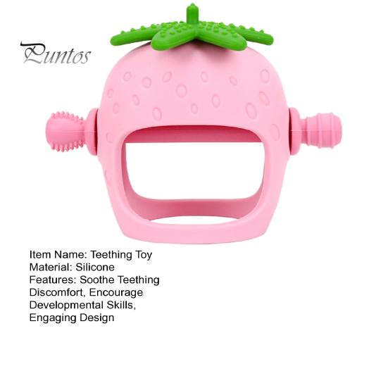 Игрушка для прорезывания зубов у детей от 0 до 24 месяцев. Облегчает боль в деснах с помощью прорезывателя в форме клубники. Пищевой силикон. Легко моется. Игрушка-поезд для облегчения прорезывания зубов.